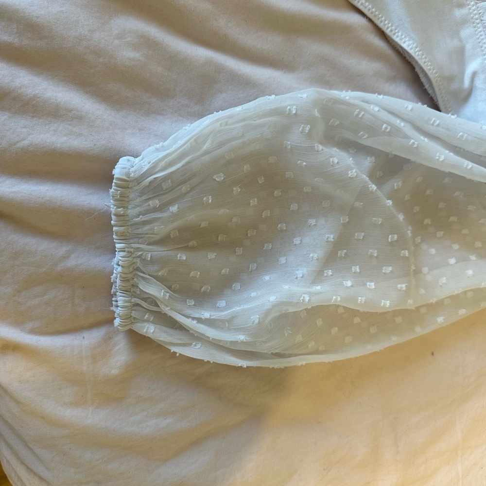 Abercrombie & Fitch White Sheer Bodysuit Long Sleeve Size Large - Picture 10 of 10